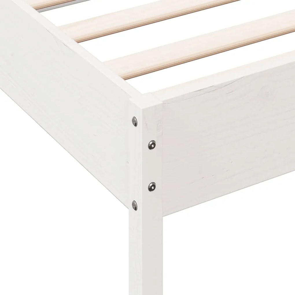 Cama sem colchão 100x200 cm madeira de pinho maciça branco