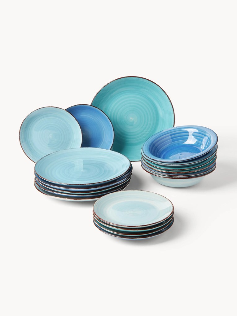 Hand-Painted Tableware Set Baita, 6 People, Set of 18