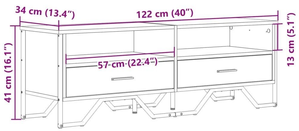 Móvel de TV 122x34x41 cm derivados de madeira preto