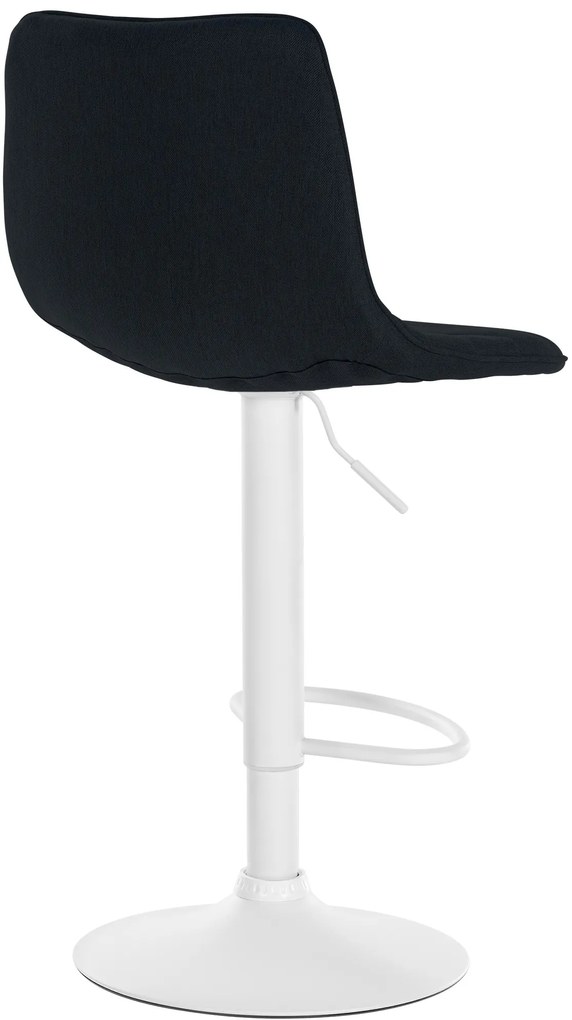 Banco de bar Lex em tecido e com estrutura branca 45 x 89-110 x 46 cm Preto