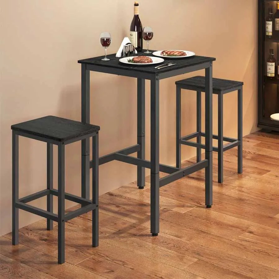 Mesa de bar com estrutura em aço 60 x 60 x 92 cm preto