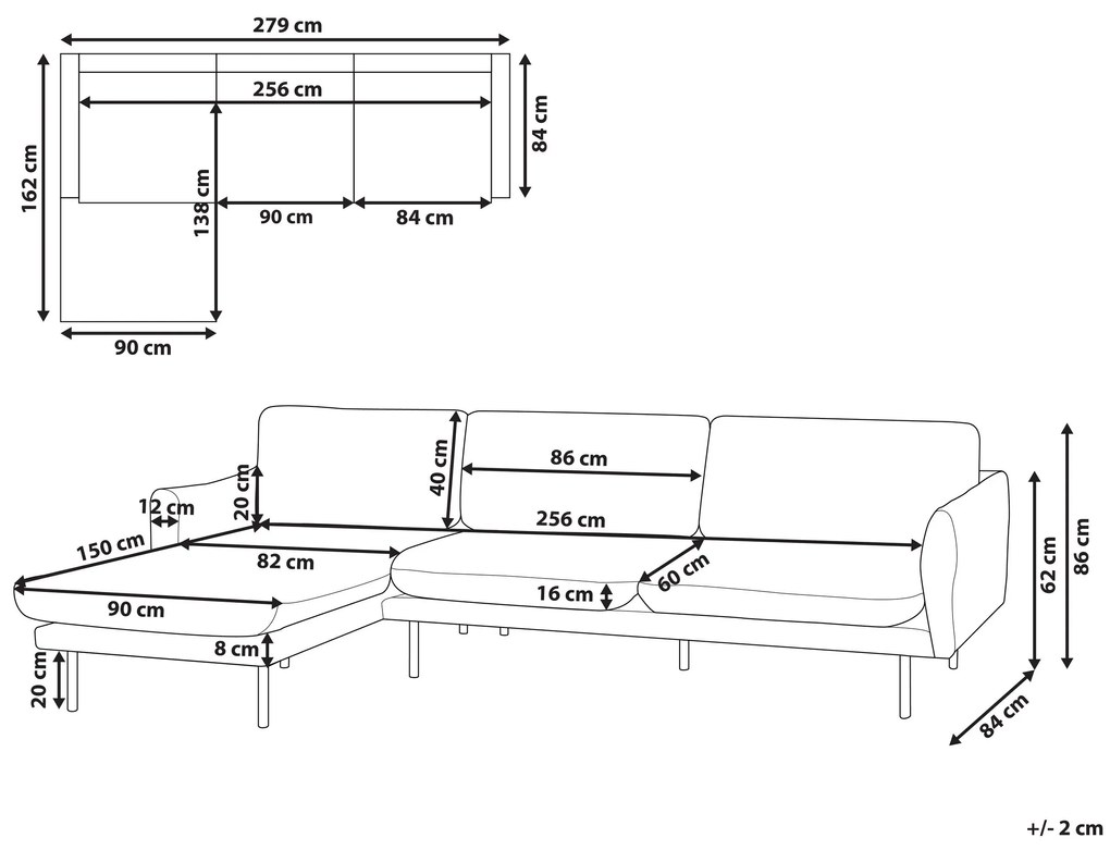Sofá de canto 4 lugares em tecido creme claro à direita VINTERBRO Beliani
