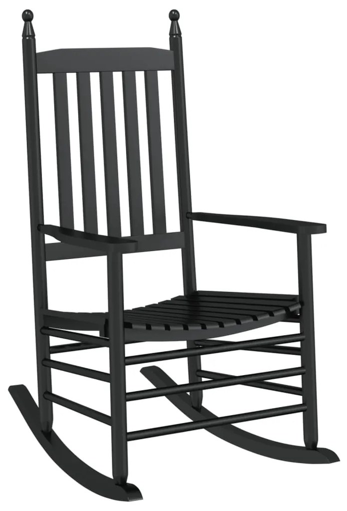Cadeira de baloiço com mesa dobrável álamo maciço preto