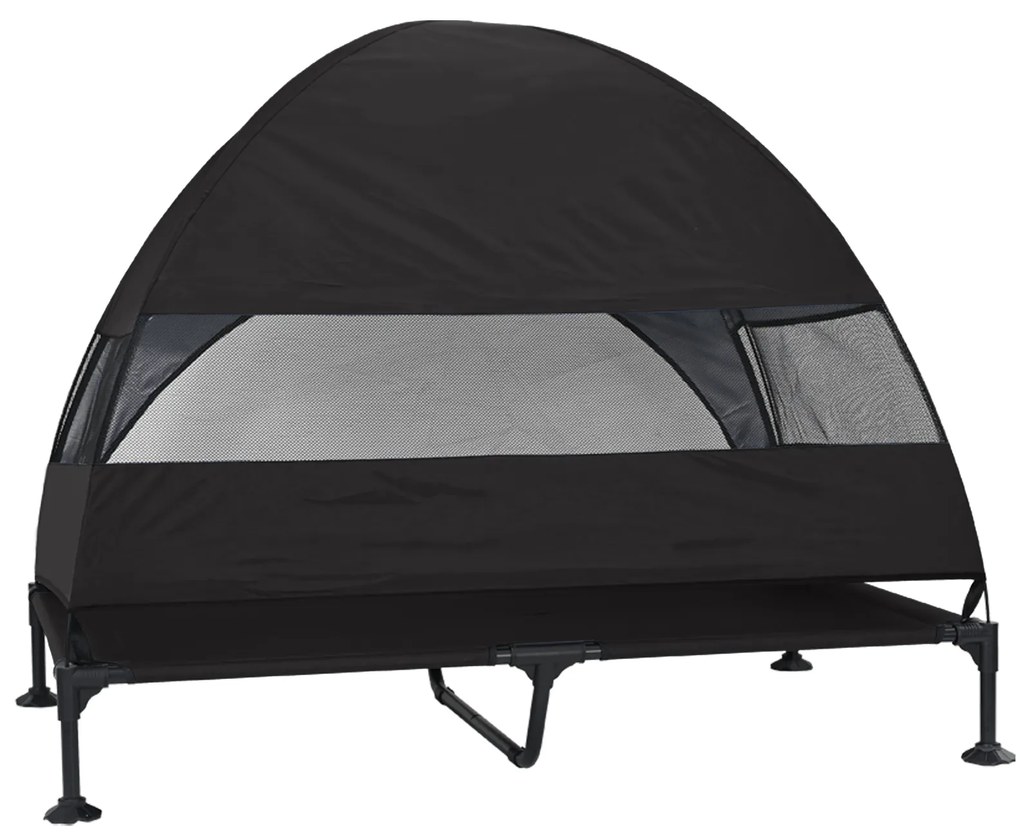 Cama Elevada para Cachorro com Toldo Removível Preto XL Aço