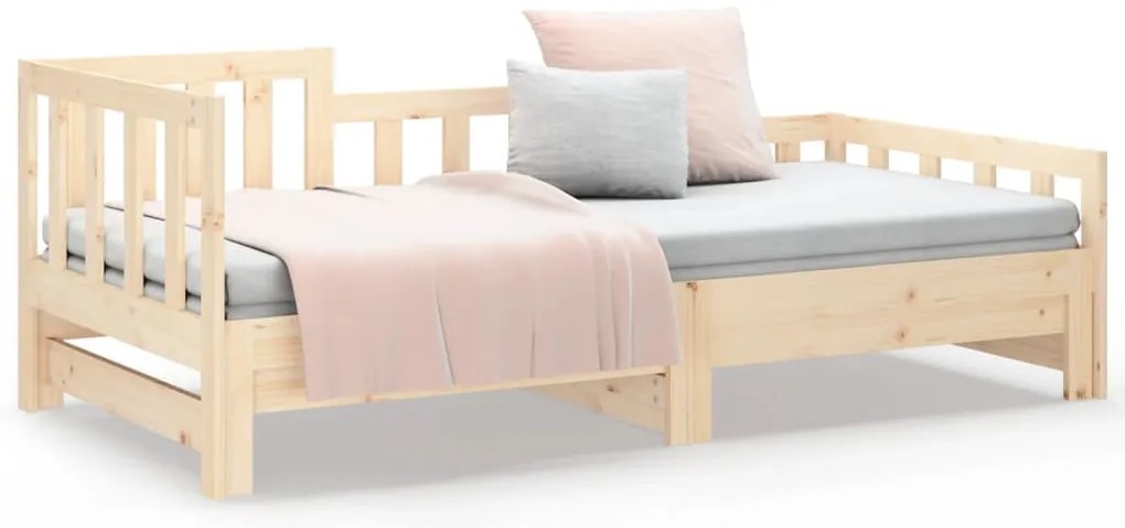 Sofá-cama de puxar 2x(90x200) cm madeira de pinho maciça