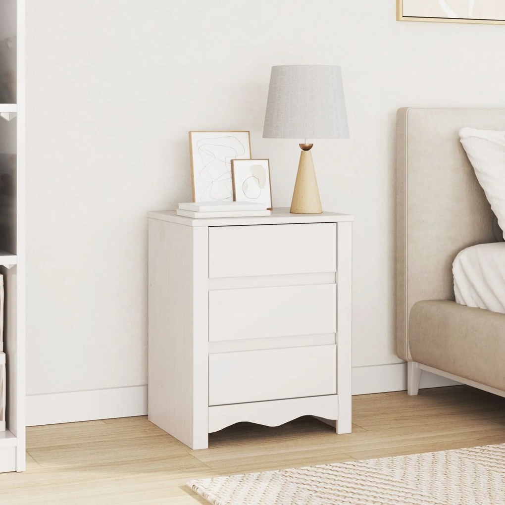 Criado-mudo vidaXL "DRAMMEN" Branco 45x35x56 cm Madeira Sólida de Pinh