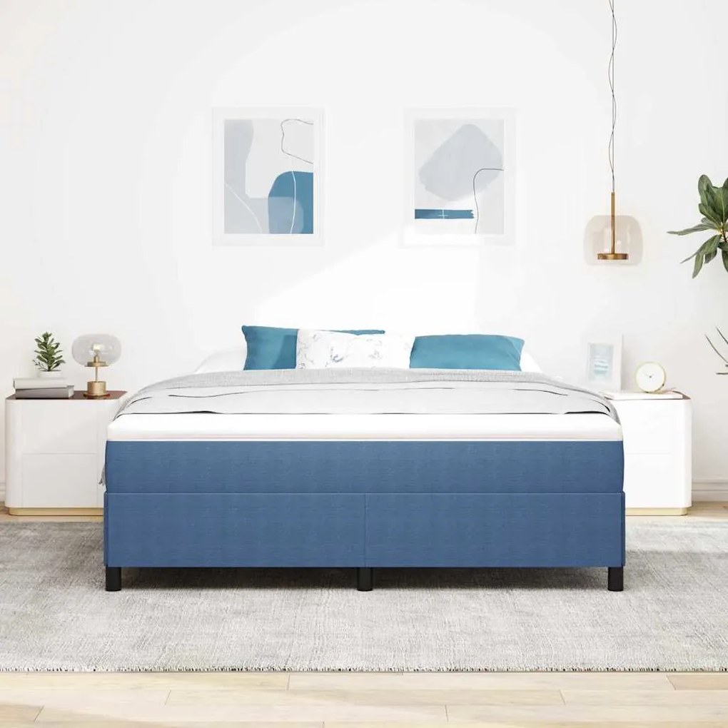 Estrutura de Cama vidaXL Azul 180x200 cm em Tecido Damasco