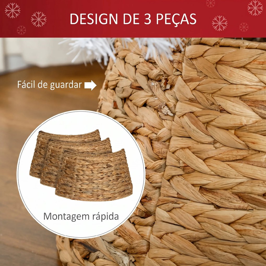 Base para Árvore de Natal 60 cm em Jacinto-de-Água Entrançado à Mão Natural