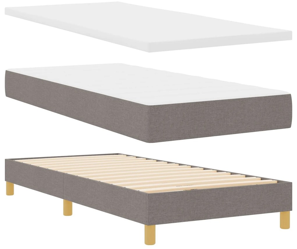 Cama Box com Colchão & LED Taupe 90x190 cm em Tecido