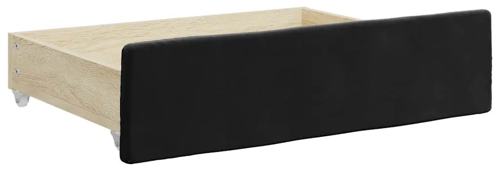 Gavetas de cama 2 pcs derivados de madeira e veludo preto