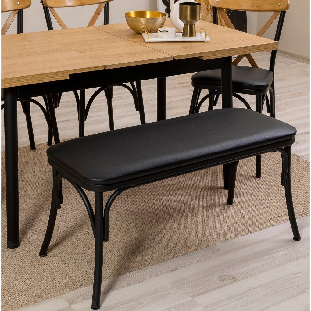 Conjunto de Mesa de Jantar Extensível e Cadeiras Oliver – Preto – Mesa