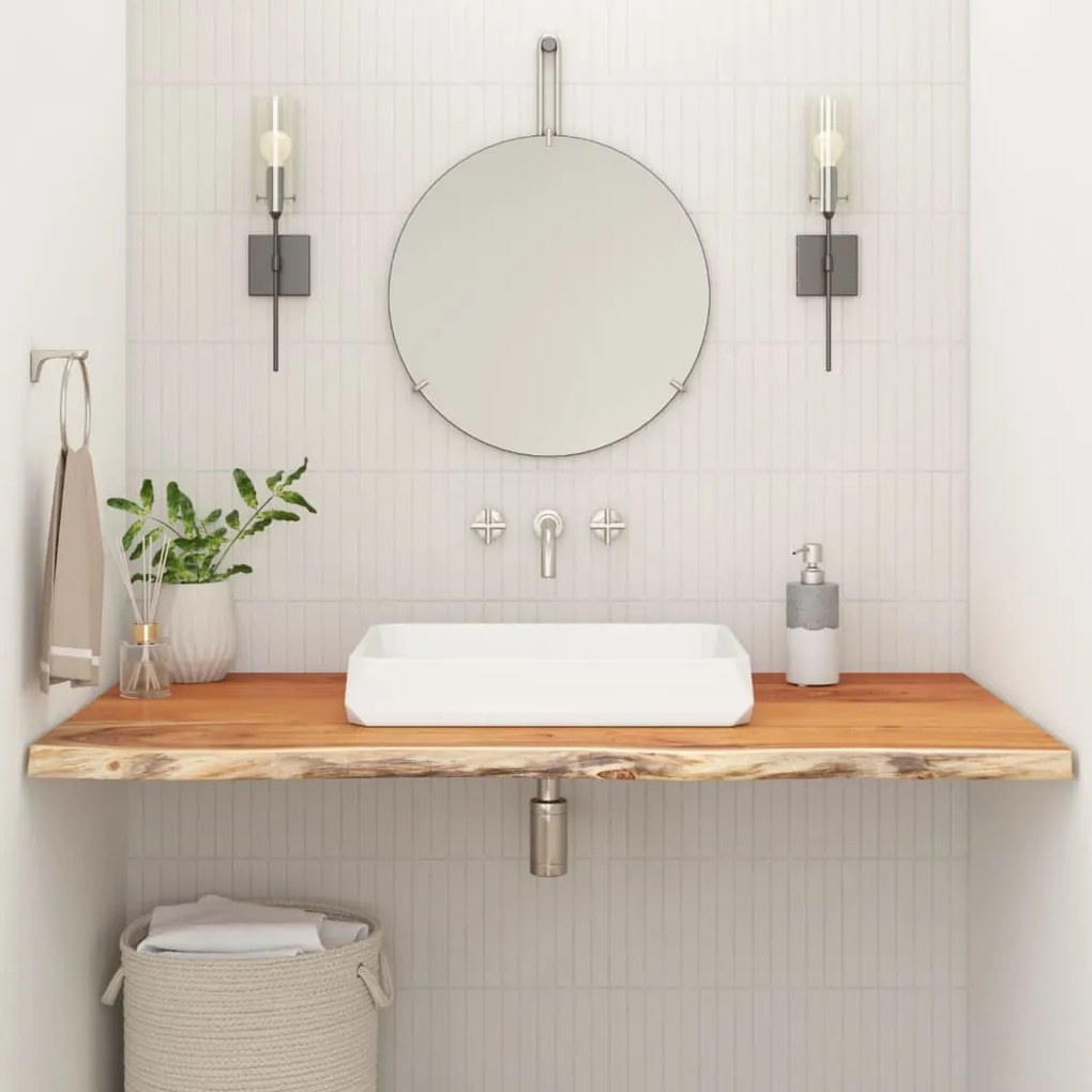 vidaXL Bancada de casa de banho retangular 110x60x3,8 cm acácia maciça