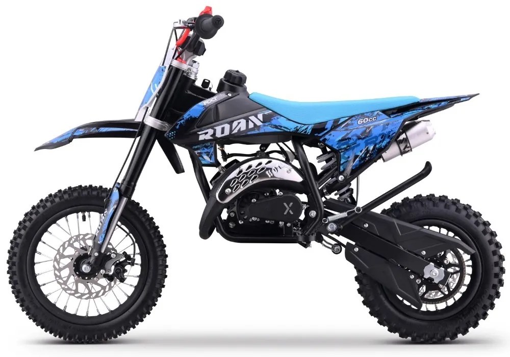 MINI MOTO PARA CRIANÇAS MINICROSS gasolina 60cc Roan RXT 12"/10" AZUL
