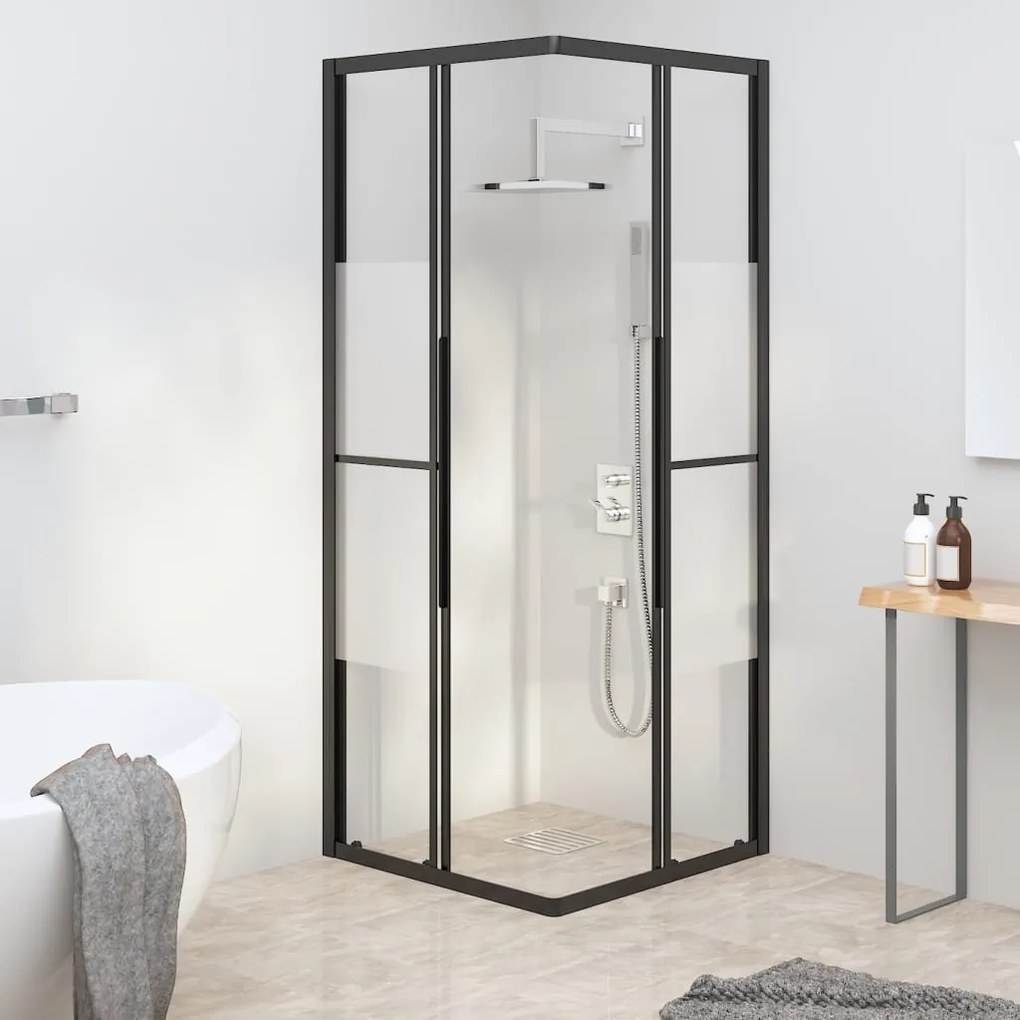 Cabine de duche ESG semiopaco 80x80x180 cm preto