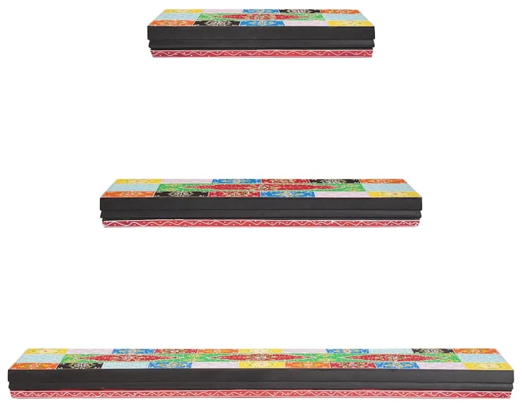 Conjunto de 3 Prateleiras de Parede 100x20x6 cm Madeira Sólida Manga
