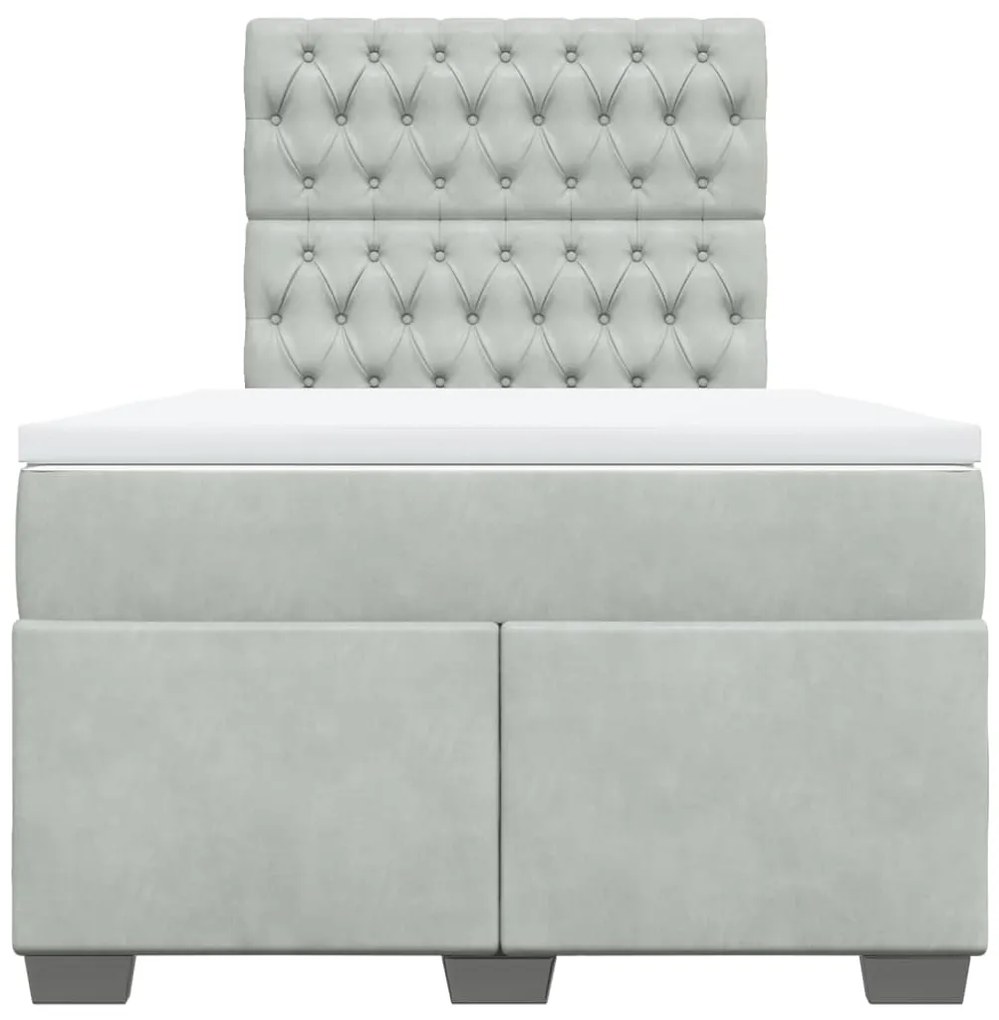 Cama boxspring com colchão 120x190 cm veludo cinzento-claro