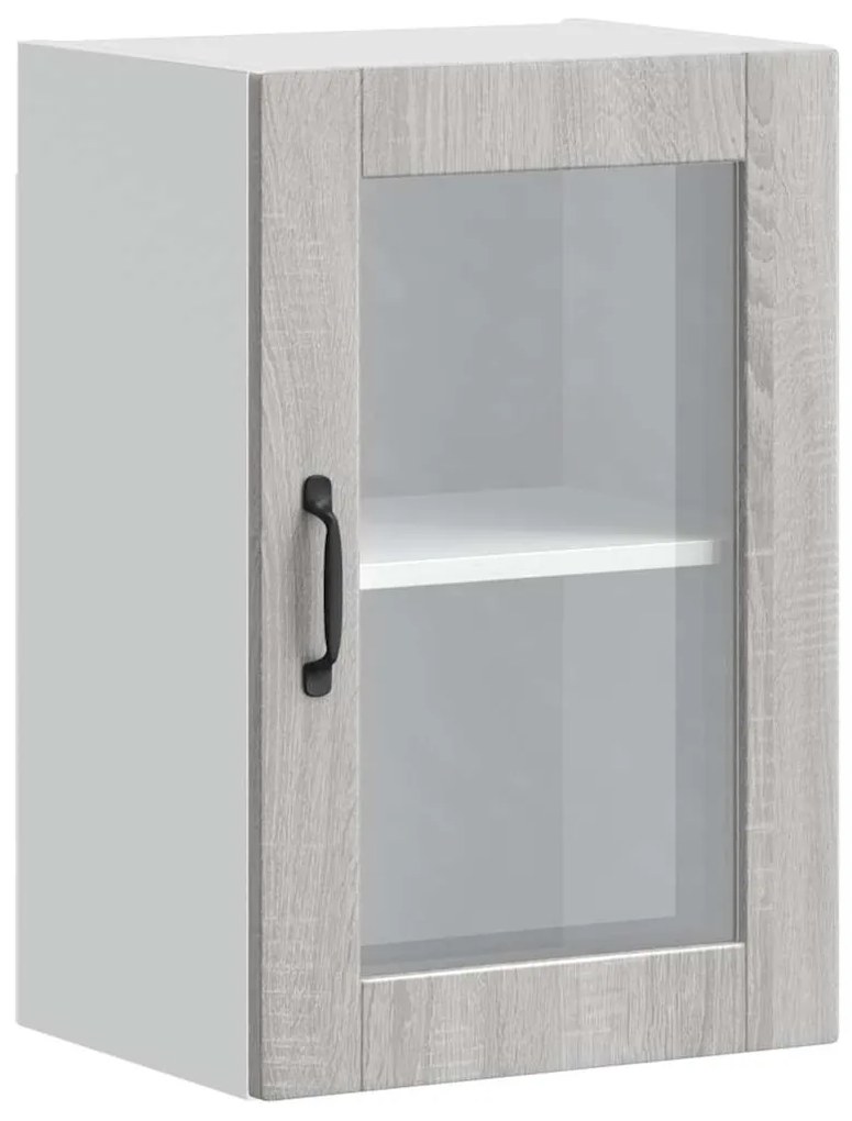 vidaXL Armário de parede de cozinha porta de vidro Porto cinza sonoma