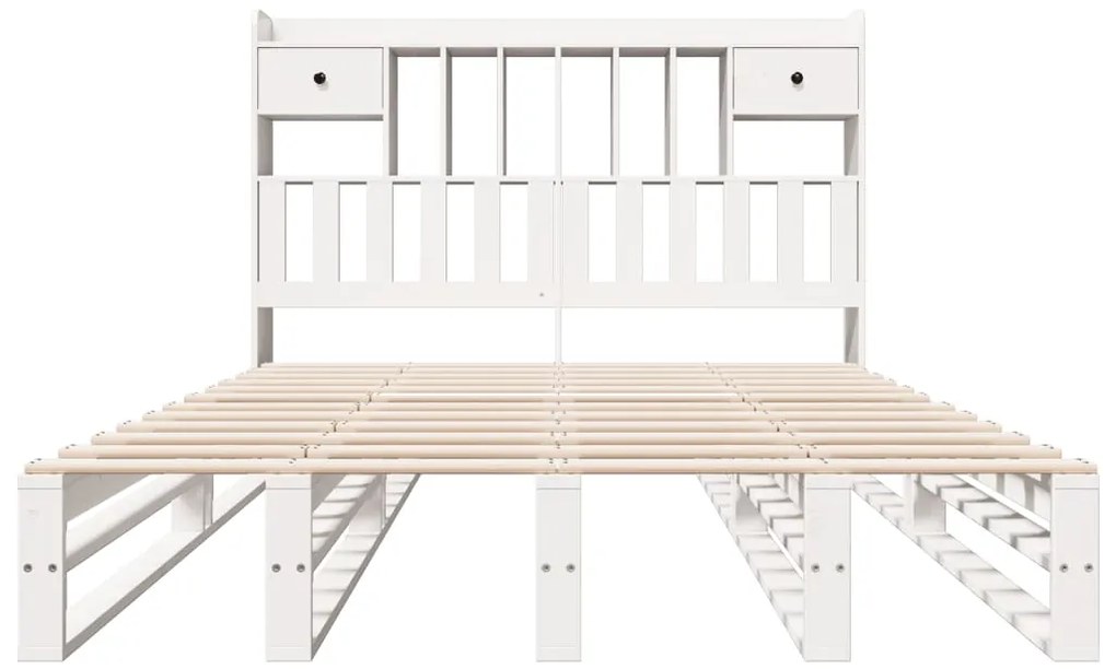 Cama com estante sem colchão 160x200 cm pinho maciço branco