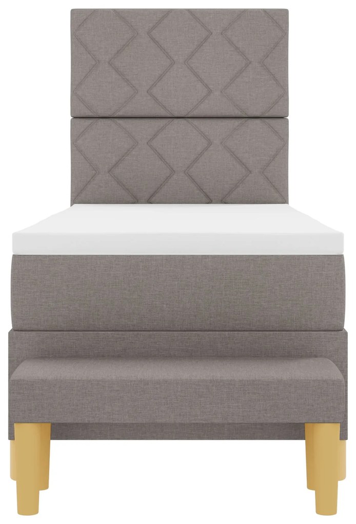 Cama Box Spring com Colchão & Banco Taupe 80x200 cm Tecido