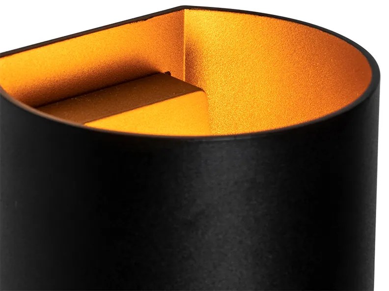 Candeeiro de parede moderno preto com latão - Sabbio