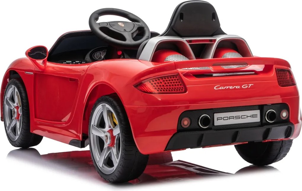 Carro elétrico para Crianças 12V de 2 a 5 anos Porsche 911 Carrera, Rodas de espuma EVA, Assento Couro ecológico e controlo remoto vermelho
