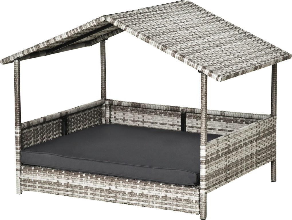 PawHut Casa para cães Cama para animais Cesto para cães, resistente às intempéries, almofada removível, Cinza | Aosom Portugal
