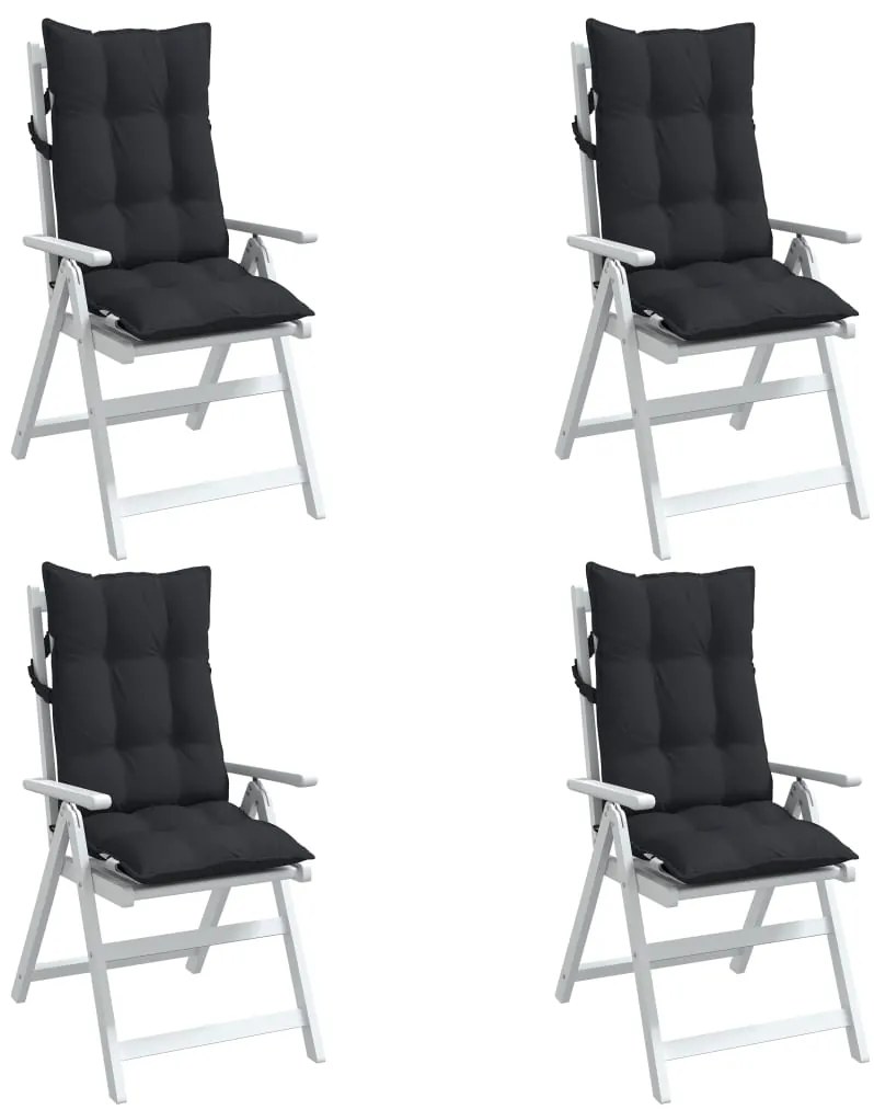 Almofadões p/ cadeira encosto alto 4 pcs tecido oxford preto