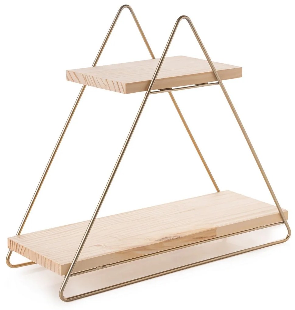 Prateleira Masa Servis Rafı – Dourado e Castanho – 38x16x42 cm | Tribo
