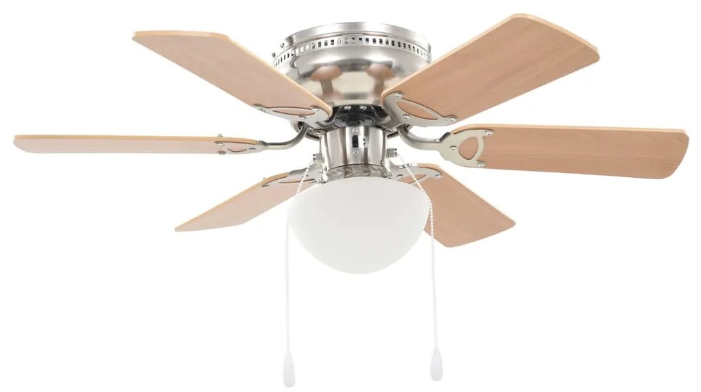 Ventoinha de teto com luz 82 cm castanho claro