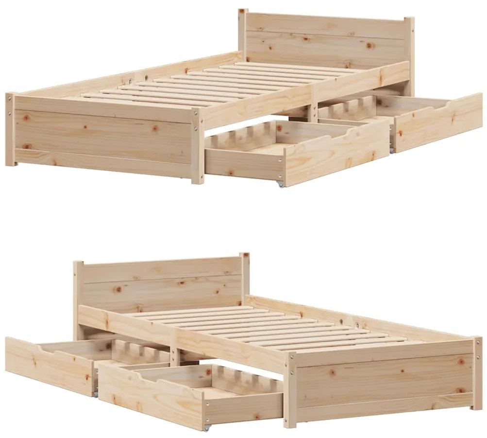 Cama sem colchão 75x190 cm madeira de pinho maciça