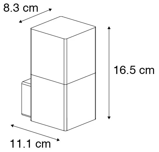 Candeeiro de parede exterior moderno preto IP44 com vidro fumê - Denmark