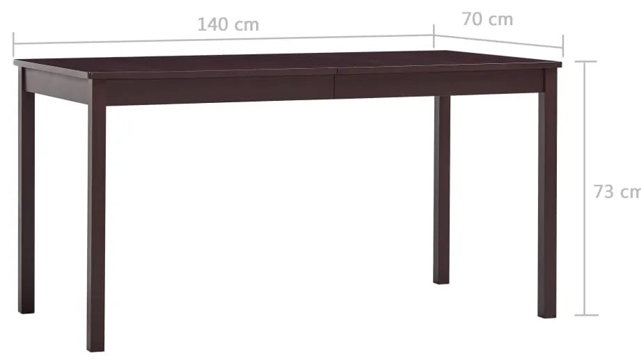 7 pcs conjunto de jantar em madeira de pinho castanho-escuro