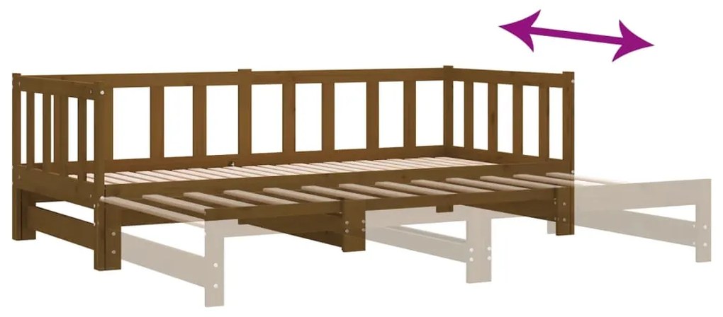 Estrutura sofá-cama de puxar 2x(90x190)cm pinho maciço castanho