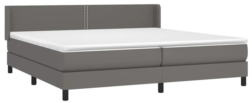 Cama com molas/colchão 200x200 cm couro artificial cinzento