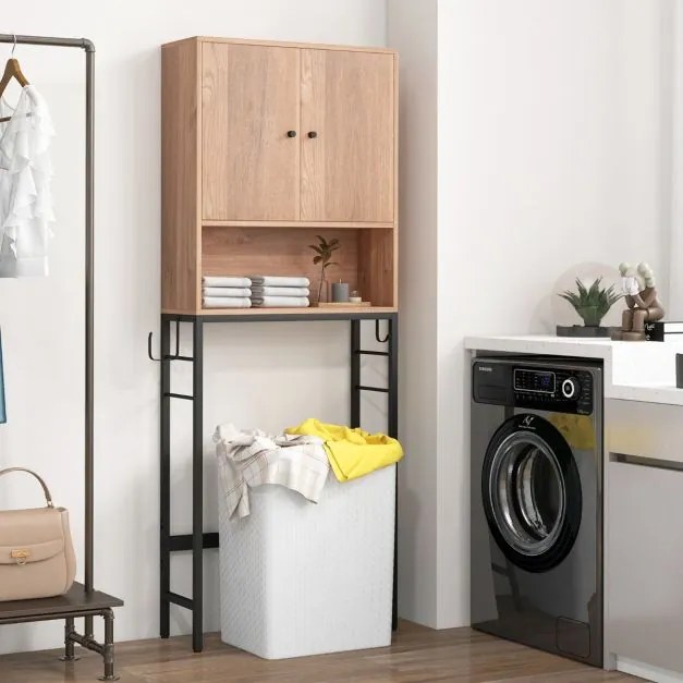 Armario para casa de banho sobre a sanita com 2 portas 23 x 63 x 165,5 cm Natural
