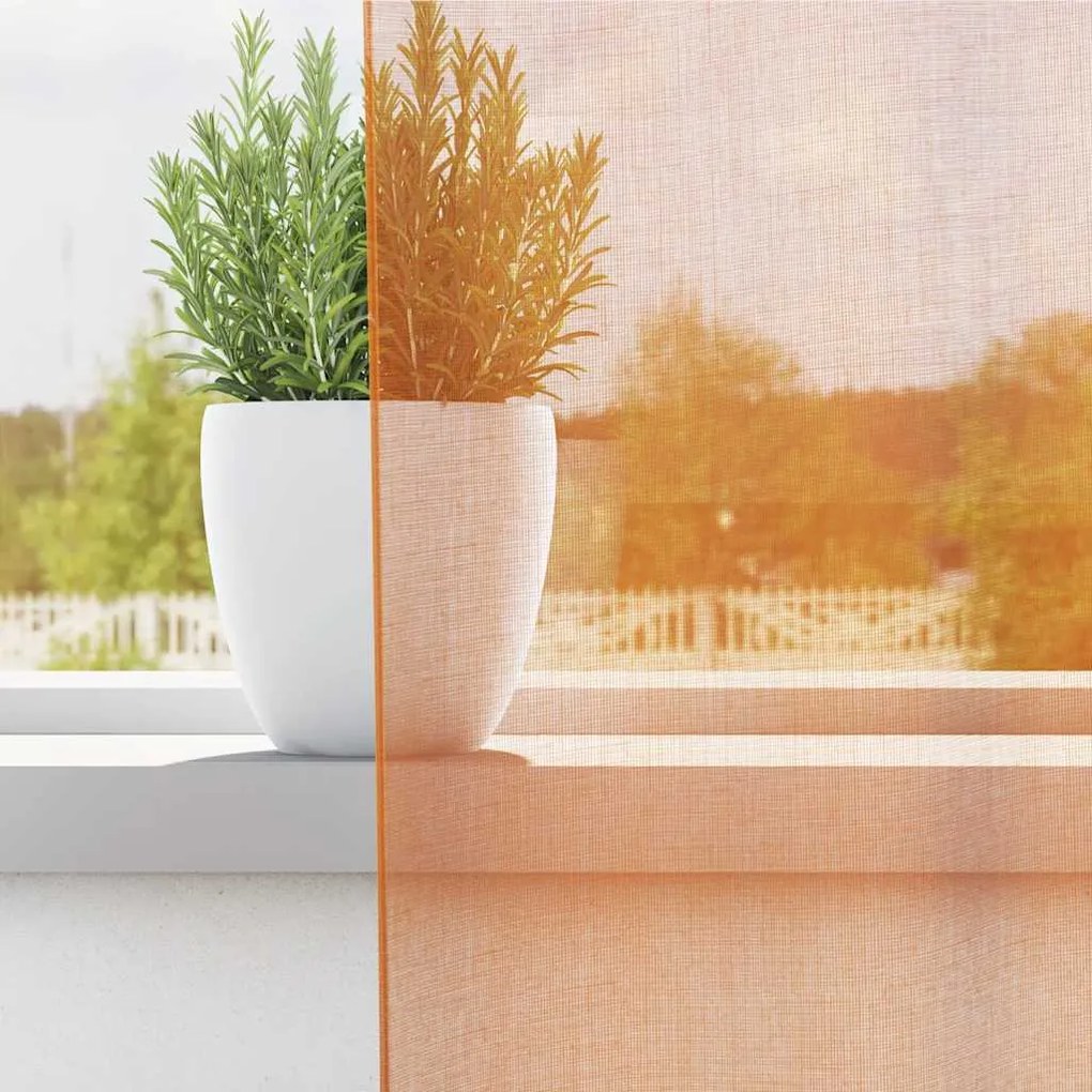 Cortinas de voile com laços 2 pcs laranja 140x140 cm
