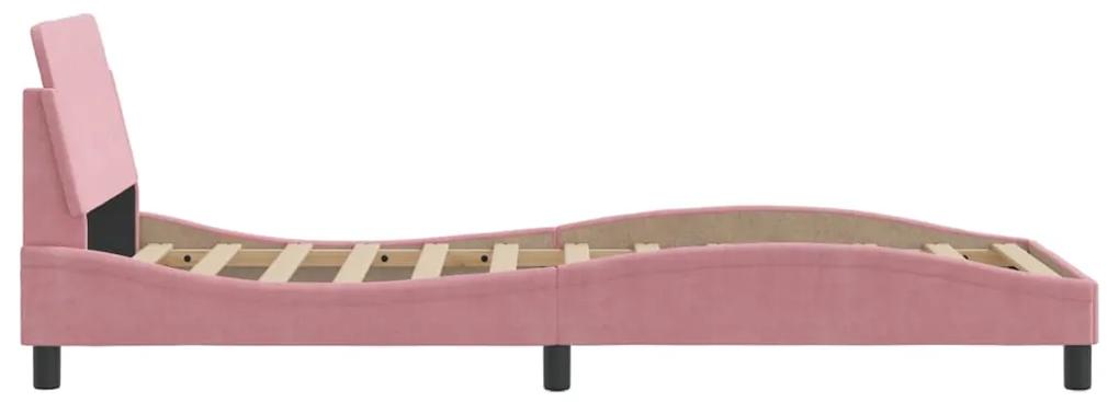 Estrutura de cama c/ cabeceira 90x190 cm veludo rosa