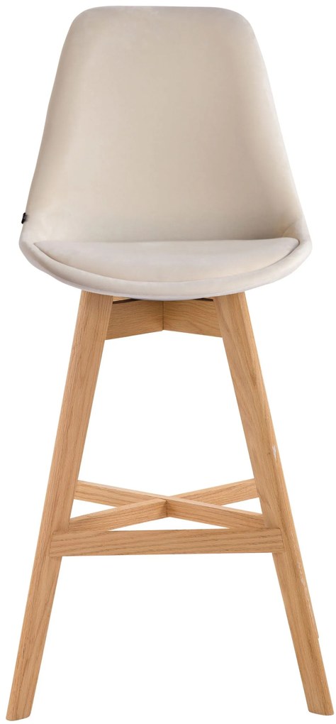 Banco de bar Cannes em veludo e com estrutura de Cor Natural 48 x 112 x 56 cm Creme