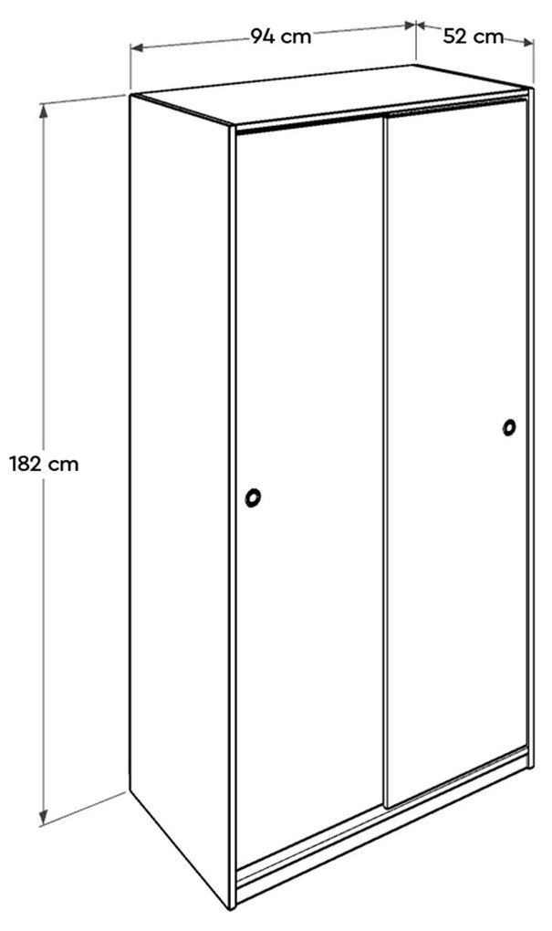 Roupeiro "Coral" – Branco – 94 x 182 x 52 cm – Design Moderno