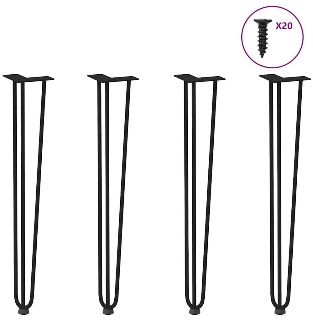 vidaXL Pernas de grampo para mesas de console para mesa de console 4 peças Preto 72 cm Aço maciço