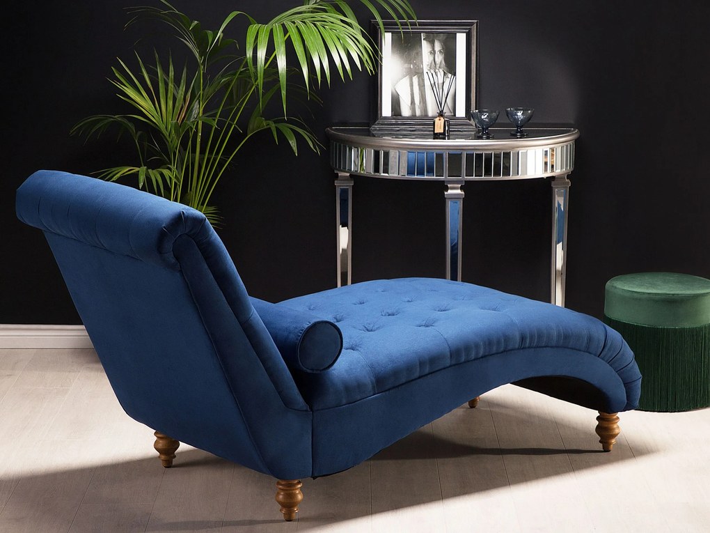 Chaise-longue em tecido azul MURET Beliani