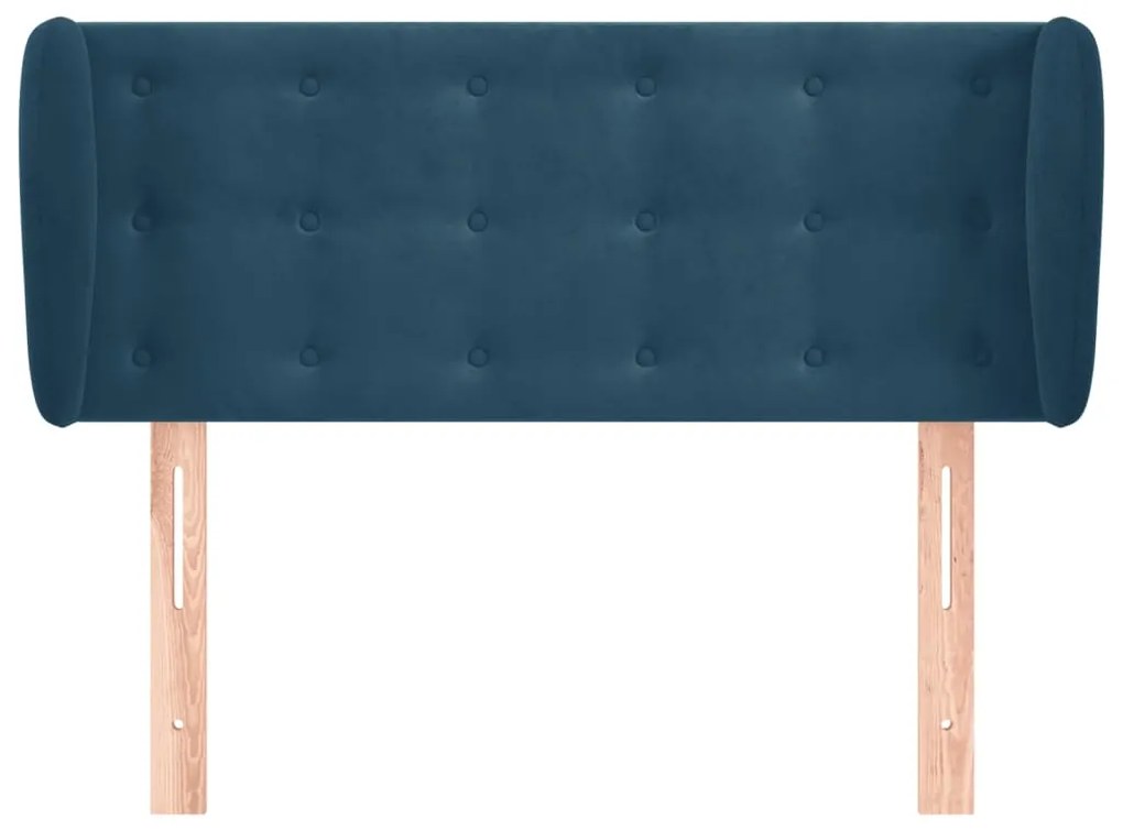 Cabeceira de cama c/ abas veludo 83x23x78/88cm azul-escuro