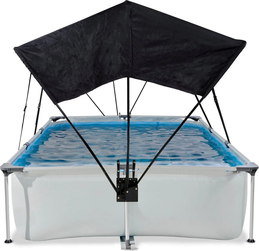 Piscina retangular Soft 300 x 200 x 65 cm com bomba de filtragem e cobertura - cinzenta