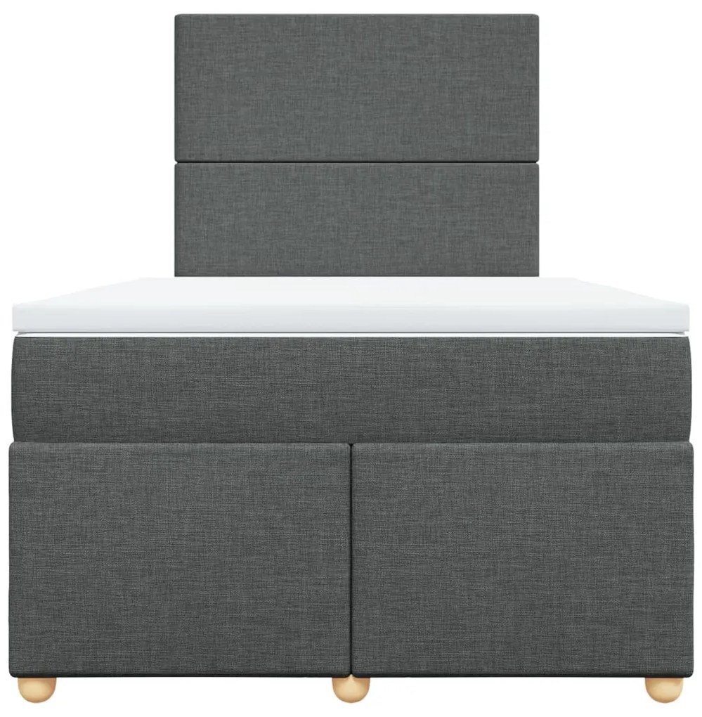Cama boxspring com colchão 120x190 cm tecido cinzento-escuro