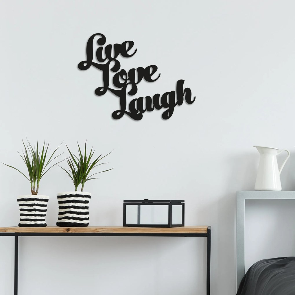 Acessório Decorativo de Parede Live Love Laugh – Preto – 52 x 38 cm