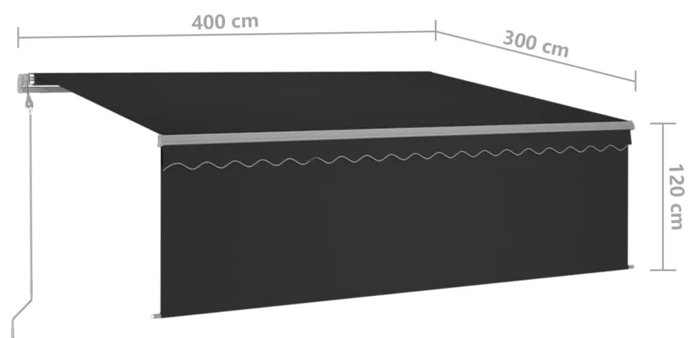 Toldo automático c/ estore/LED/sensor de vento 4x3 m antracite