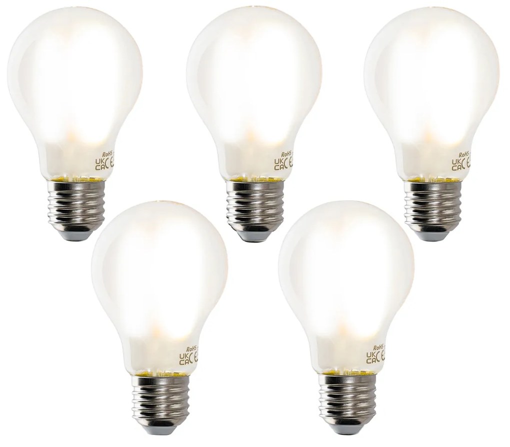 Conjunto de 5 Lâmpadas LED Inteligentes E27 A60 Fosco 7W 806lm 1800-4000K