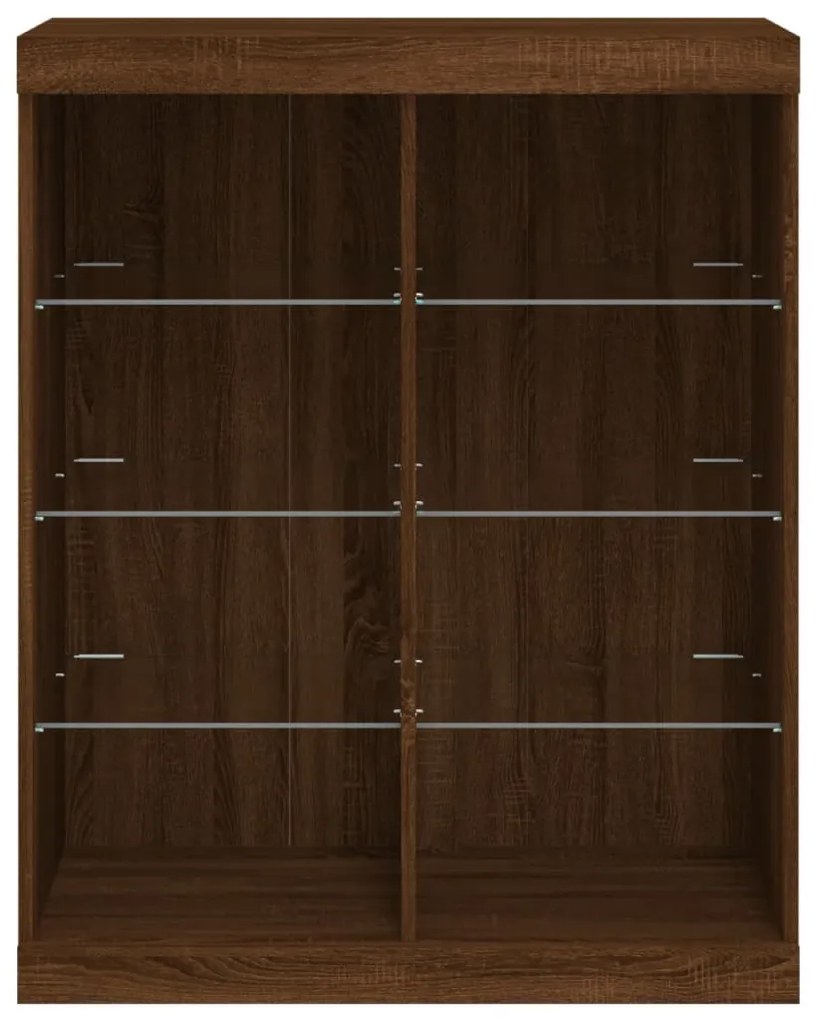 Aparador com luzes LED 81x37x100 cm carvalho castanho