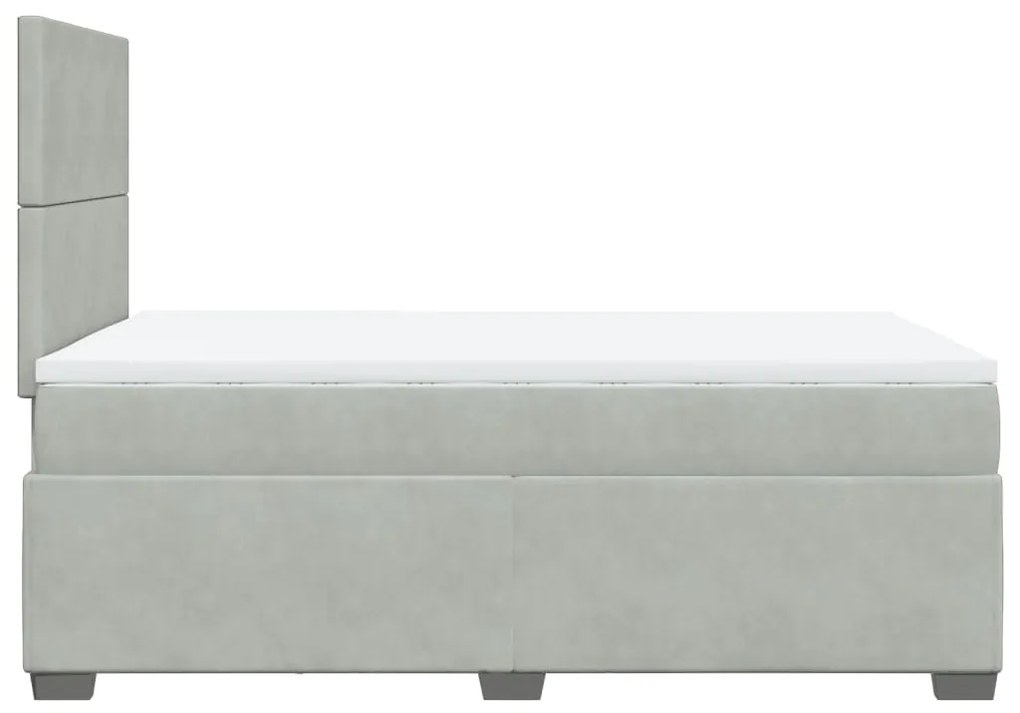 Cama boxspring c/ colchão 120x200 cm veludo cinzento-claro