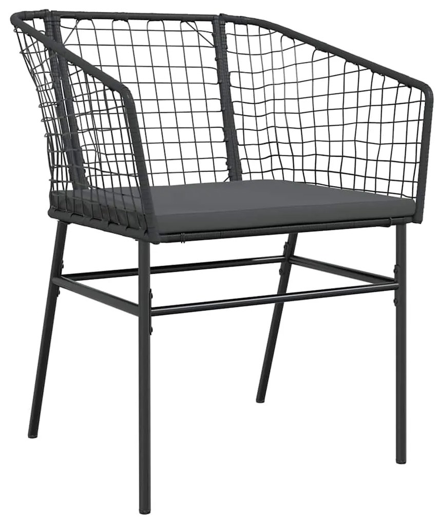 Conjunto de jantar jardim 9 peças almofadas vidro vime PE preto